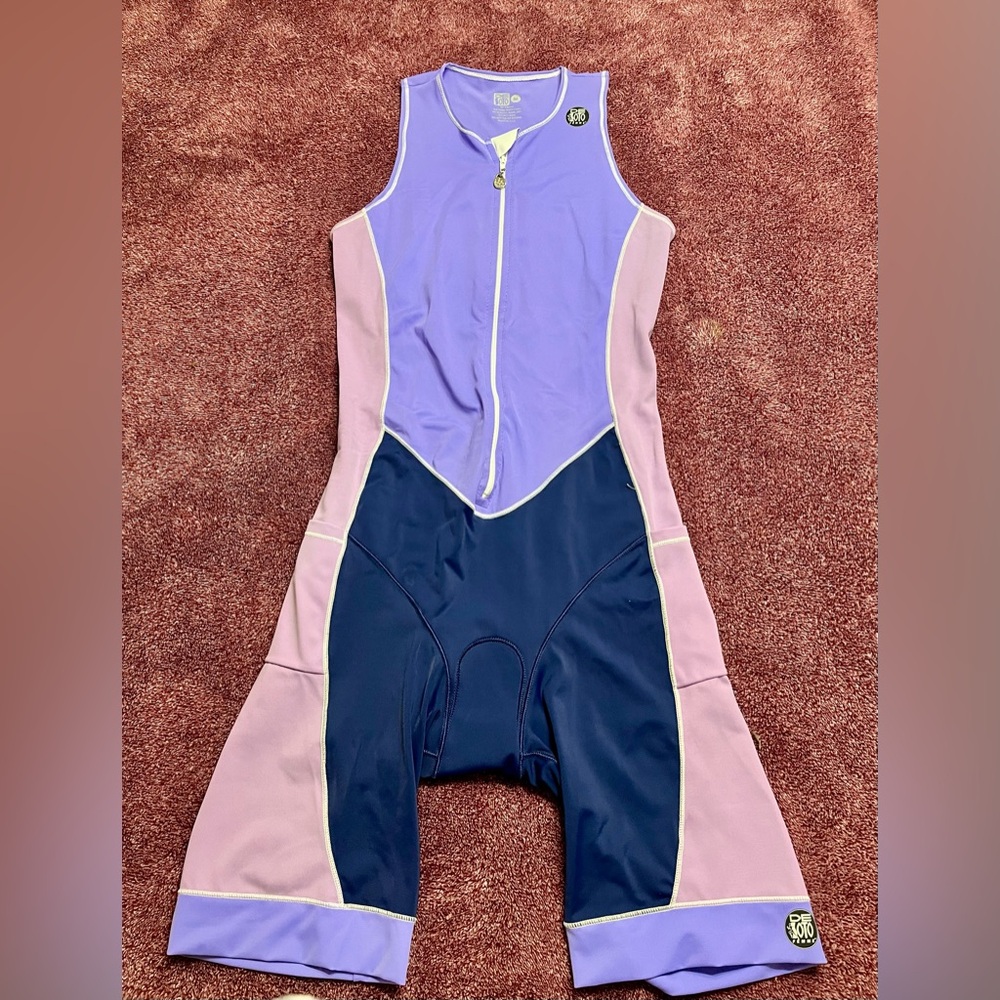 DeSoto Femme Purple, Purple & Navy Triathlon Suit, Women’s Medium